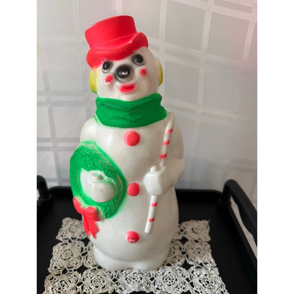 Vintage Empire Snowman Blow Mold Christmas Light Decor 1968 Winter Holiday 13"